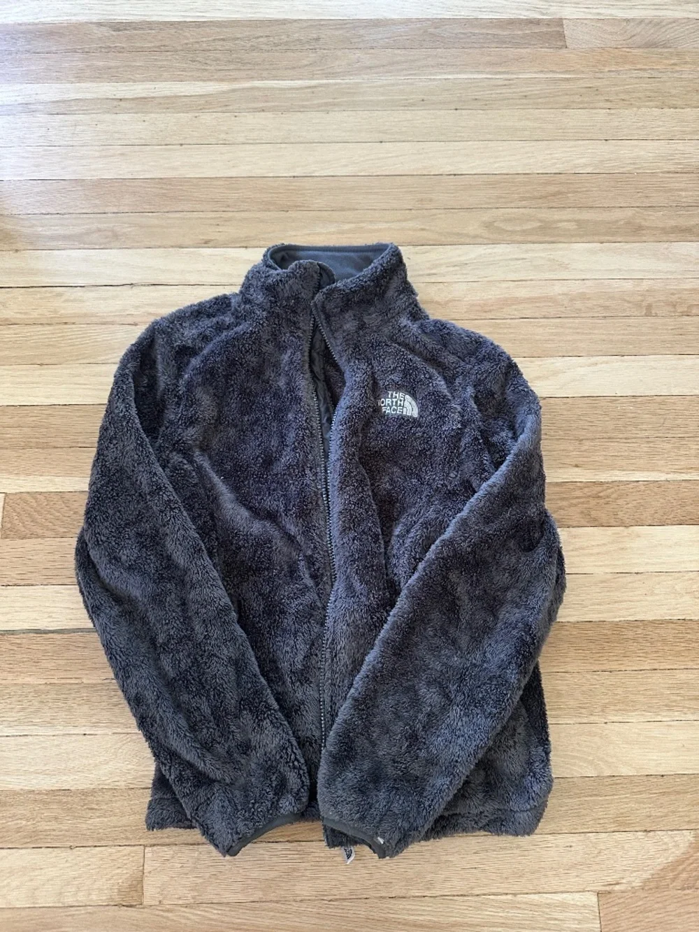 Soft furry north face zip up jacket
